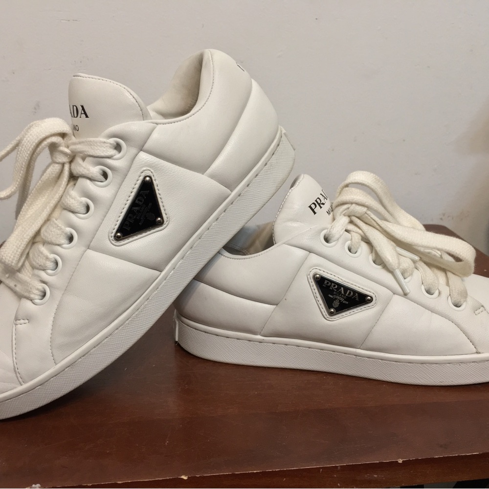 Prada Women’s Nappa Soft Leather Padded Low Top Sneakers. Size 36